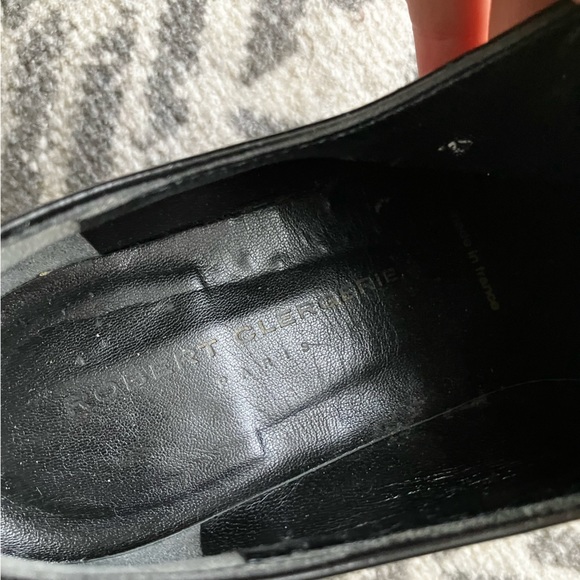 Robert Clergerie Black coated leather tapered toe lace up with geometric heel - Picture 5 of 14